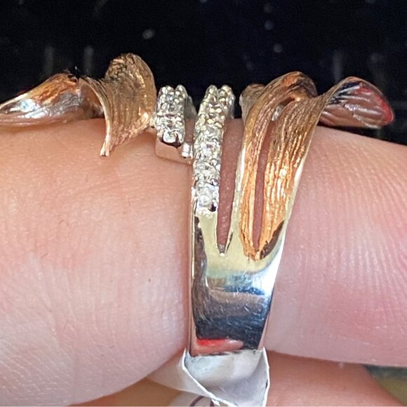 Wrap Ring Size 6.5 CZ or Glass Sterling Silver 925 Women Semi-Precious Stone - Picture 4 of 10